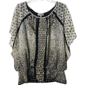 JM Collection NWT Women's Flutter Sleeve Melodic Scarf Lined Blouse Size XL